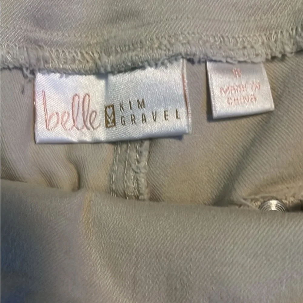 Belle by Kim Gravel Cream Capris with Eyelet & Fringe Hem - Picture 2 of 4